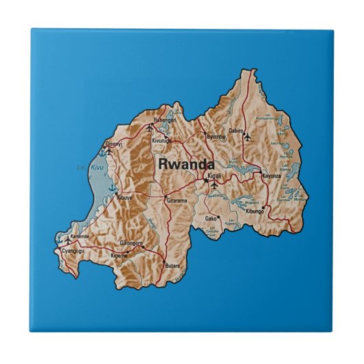 Ruanda Map Tile Fliese (Vorderseite)