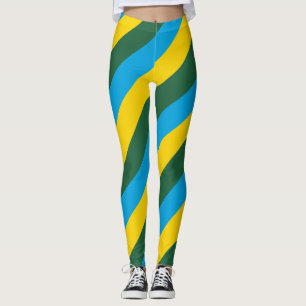 Ruanda National Flag Colors Diagonal Striped Leggings