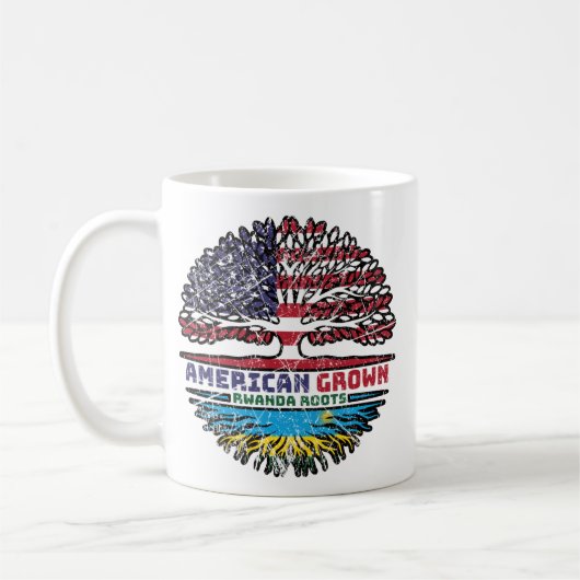 Ruanda Ruanda - Amerikanische Tree Roots Flag Kaffeetasse (Links)