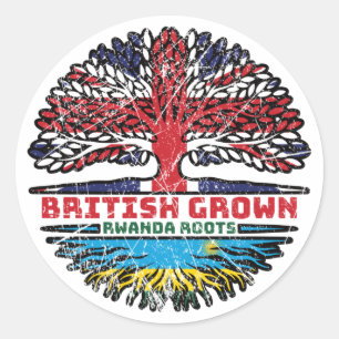 Ruanda Ruanda Britisch-UK Tree Roots Flag Runder Aufkleber