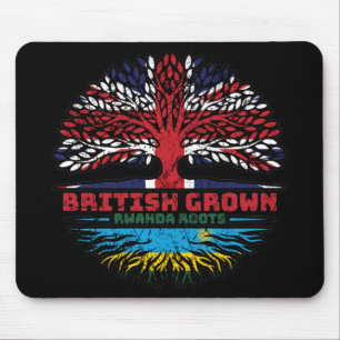 Ruanda Ruander Britisch UK Baumwurzeln Flagge Mousepad