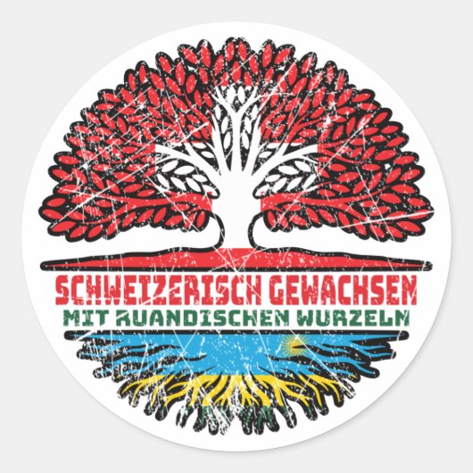 Ruanda Ruandisch Schweizer Schweiz Baum Wurzel Runder Aufkleber (Vorderseite)