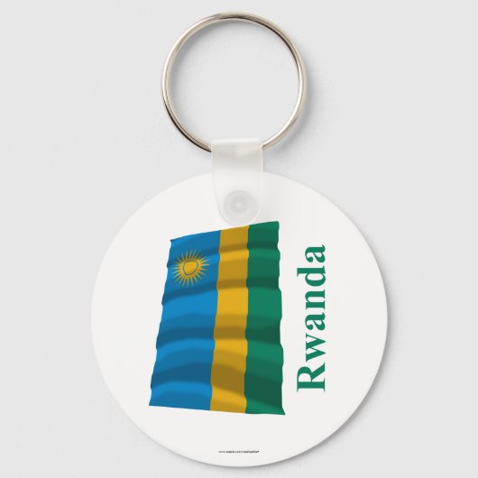 Ruanda Wave Flag mit Namen Schlüsselanhänger (Vorderseite)