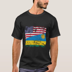 Ruandische Roots Half amerikanische Flagge Flaggen T-Shirt