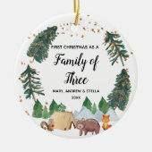 Ruatic Woodland 1. Weihnachten als Familie der dre Keramik Ornament (Vorne)