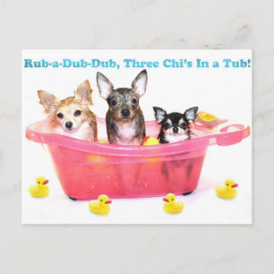 Rub a Dub Dub Drei Chis in einem Tub Postkarte