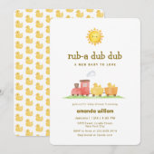 Rub A Dub Dub Duck Choo Choo Train Baby Shower   Einladung (Vorne/Hinten)