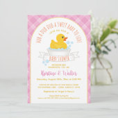 Rub-A-Dub-Dub Gummi Ducky Babydusche Einladung (Stehend Vorderseite)