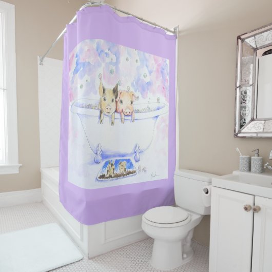 Rub a Dub Dub Piggies in der Tube Malerei Duschvorhang (Beispiel)