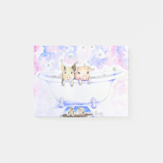 Rub a Dub Dub Piggies in der Tube Malerei Post-it Klebezettel (Vorderseite)