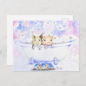 Rub a Dub Dub Piggies in der Tube Malerei Postkarte (Vorne/Hinten)