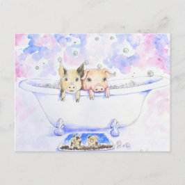 Rub a Dub Dub Piggies in der Tube Malerei Postkarte