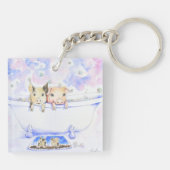 Rub a Dub Dub Piggies in der Tube Malerei Schlüsselanhänger (Rückseite)