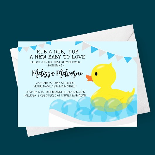 Rub A Dub Dub, Rubber Ducky Baby Dusche Einladung