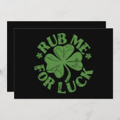 Rub mir zum Glück St. Patrick's Day Kleeblatt Einladung (Vorne/Hinten)