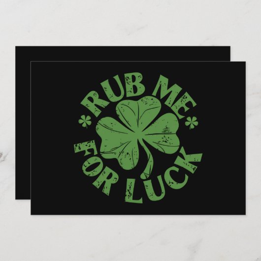 Rub mir zum Glück St. Patrick's Day Kleeblatt Einladung (Vorne/Hinten)