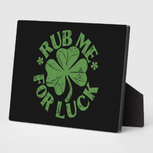 Rub mir zum Glück St. Patrick's Day Kleeblatt Fotoplatte