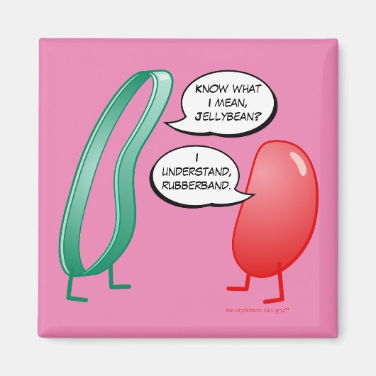 Rubber Band and Jelly Bean Funny Cute Kids Rhyme Magnet (Vorne)