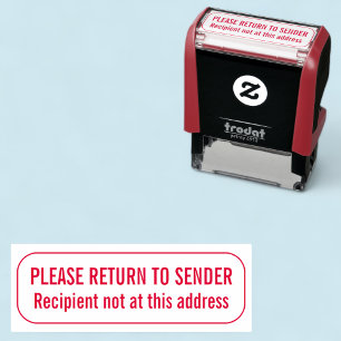 Rubber-Briefmarke kehrt an Sender zurück Nicht an Permastempel