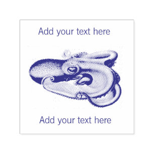 RUBBER-BRIEFMARKE: VINTAGES OCTOPUS + KUNDENBARE T PERMASTEMPEL