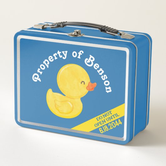 Rubber Duck 1st Birthday Time Kapselmitte Box Metall Brotdose (Vorderseite)