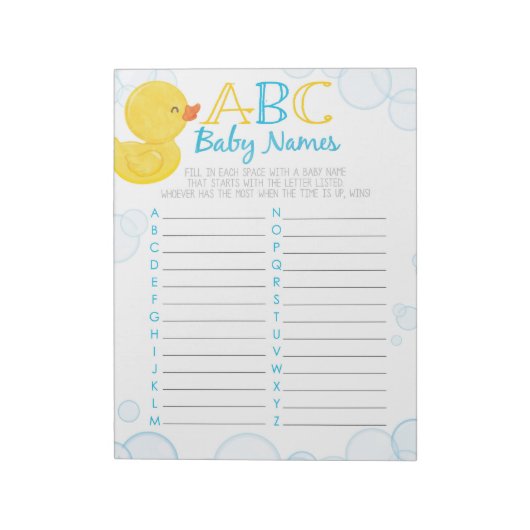 Rubber Duck ABC Baby Name Game Pack Notizblock (Rotiert)