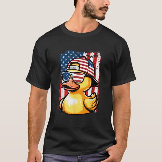 Rubber Duck American Flag 4th Of July Funny Sungla T-Shirt (Vorderseite)