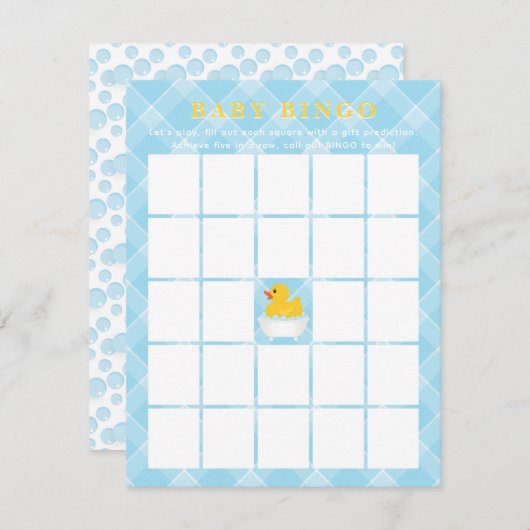 Rubber Duck Baby Duck Bingo Card | Blue Baby Boy Mitteilungskarte (Vorne/Hinten)