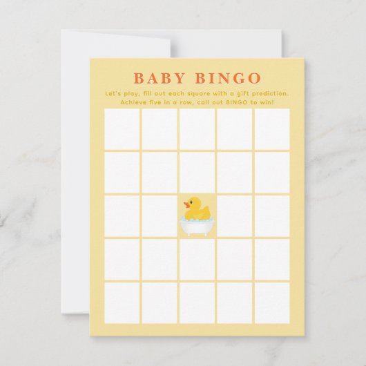 Rubber Duck Baby Duck Bingo Card | Niedlich Ducky Mitteilungskarte (Vorderseite)