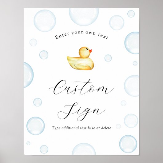 Rubber Duck Baby Duck Custom Text Sign Poster (Vorne)