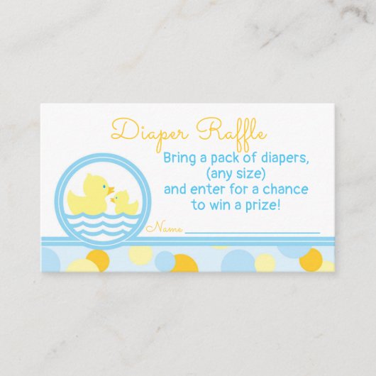 Rubber Duck Baby Duck Diaper Raffle Ticket Begleitkarte (Vorderseite)