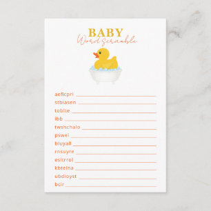 Rubber Duck Baby Duck Word Scramble Game - Yello Begleitkarte