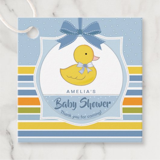Rubber Duck Baby Shower Blue ID641 Geschenkanhänger (Vorderseite)