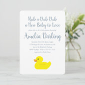 Rubber Duck Baby Shower Gingham Karo Einladung (Stehend Vorderseite)