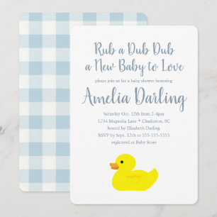 Rubber Duck Baby Shower Gingham Karo Einladung