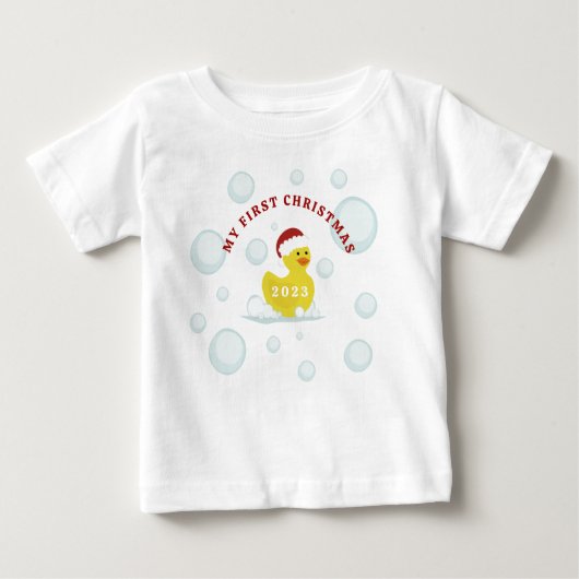 Rubber Duck Baby's First Christmas Baby T-shirt (Vorderseite)
