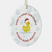 Rubber Duck Baby's First Christmas Bubbles Keramik Ornament (Rechts)