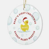 Rubber Duck Baby's First Christmas Bubbles Keramik Ornament (Links)