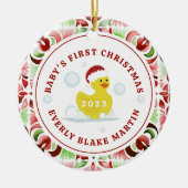 Rubber Duck Baby's First Christmas Foto Keramik Ornament (Vorne)