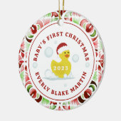 Rubber Duck Baby's First Christmas Foto Keramik Ornament (Links)