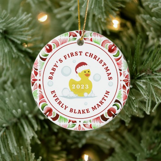 Rubber Duck Baby's First Christmas Keramik Ornament (Baum)