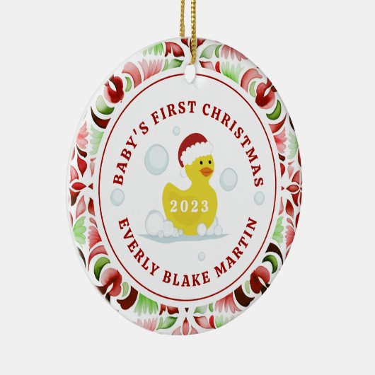 Rubber Duck Baby's First Christmas Keramik Ornament (Rechts)