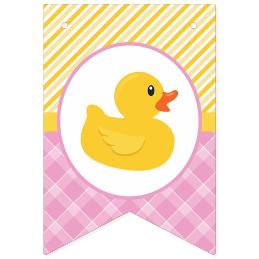 Rubber Duck Birthday Banner | Rosa und Gelbente (Erste Fahne)