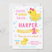 Rubber Duck Birthday Invitations Girl Einladung (Vorderseite)