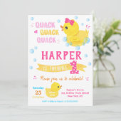 Rubber Duck Birthday Invitations Girl Einladung (Stehend Vorderseite)