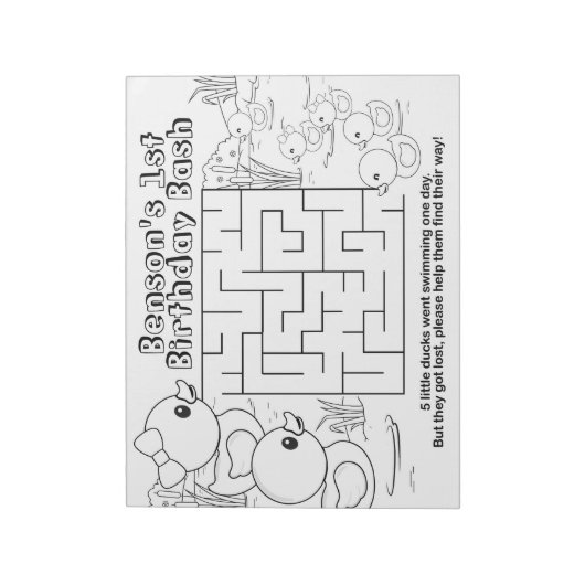 Rubber Duck Birthday Maze Activity Sheet Pack Notizblock (Rotiert)