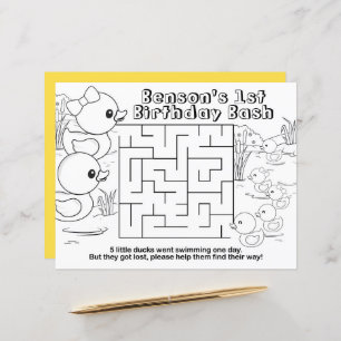 Rubber Duck Birthday Maze Activity Sheet Tischsets
