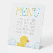 Rubber Duck Birthday oder Baby Showmenu Party Sockelschild (Vorderseite)
