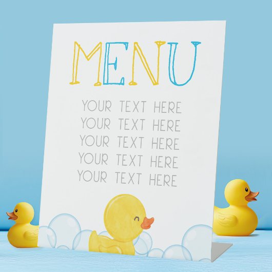 Rubber Duck Birthday oder Baby Showmenu Party Sockelschild