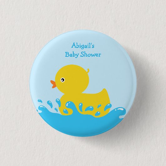 Rubber Duck Blue Baby Boy Dusche Button (Vorderseite)
